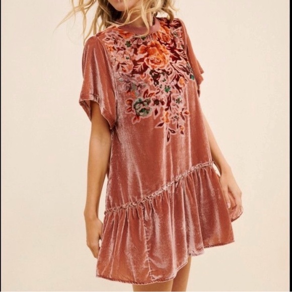 NEW NWT Free People Sweet Echoes Mini Dress Cedar Wood M - Picture 5 of 9